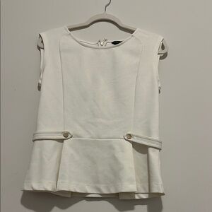 ANN  TAYLOR size L Elegant White Sleeveless Top